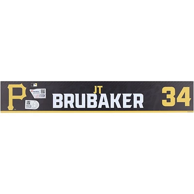 JT Brubaker Pittsburgh Pirates Player-Issued #34 Black Nameplate from 2024 MLB Spring Training