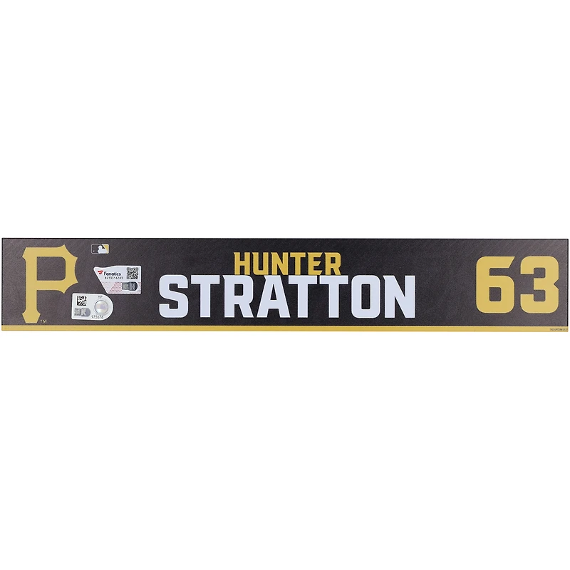 Hunter Stratton Pittsburgh Pirates Player-Issued #63 Black Nameplate from 2024 MLB Spring Training