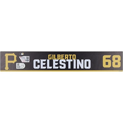 Gilberto Celestino Pittsburgh Pirates Player-Issued #68 Black Nameplate from 2024 MLB Spring Training