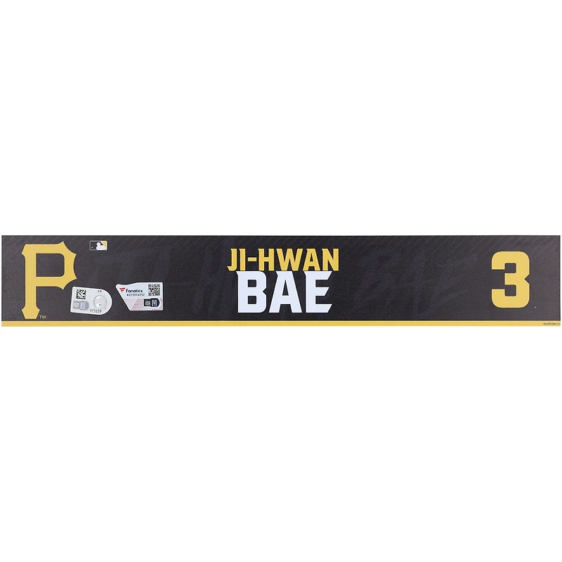 Ji-Hwan Bae Pittsburgh Pirates Player-Issued #3 Black Nameplate from 2024 MLB Spring Training