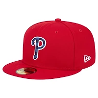 Men's New Era Red Philadelphia Phillies Checkered Undervisor 59FIFTY Fitted Hat