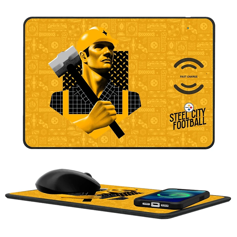 Pittsburgh Steelers 2024 Illustrated Limited Edition Wireless Charger and Mouse Pad