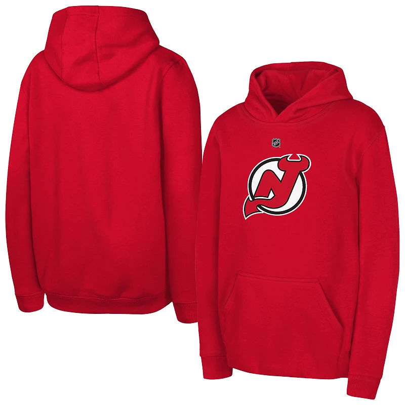Youth Red New Jersey Devils Primary Logo Pullover Hoodie