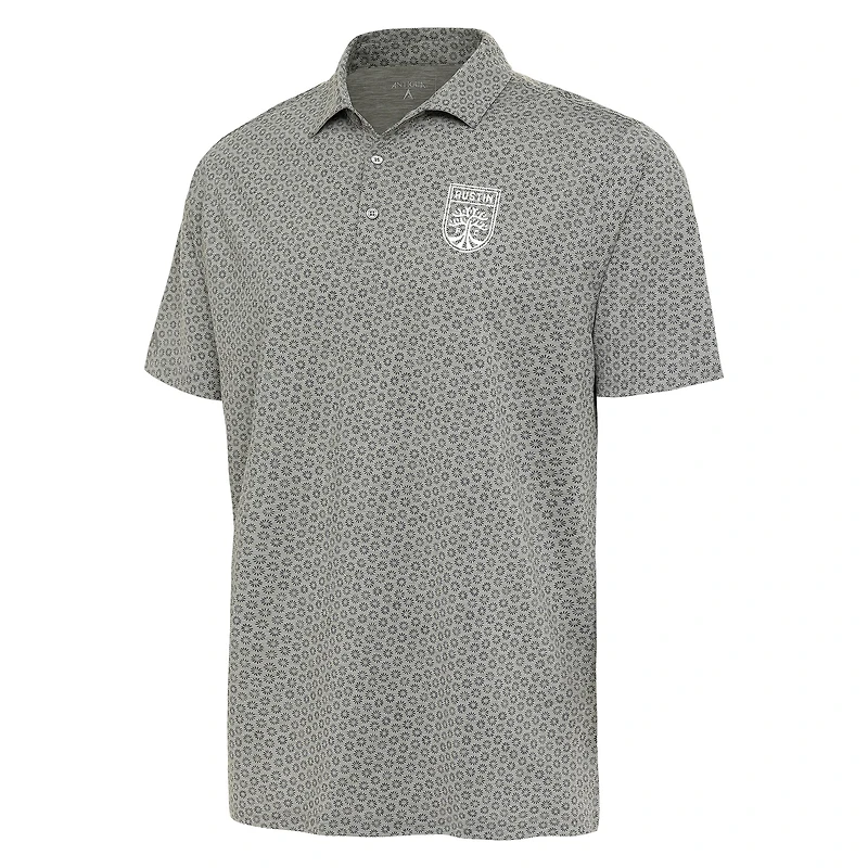 Men's Antigua  Heather Gray Austin FC White Logo Flicker Polo