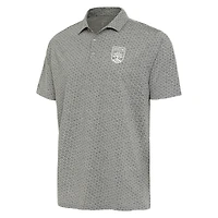 Men's Antigua  Heather Gray Austin FC White Logo Flicker Polo