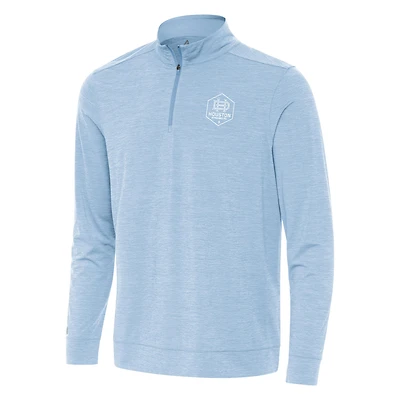 Men's Antigua Light Blue Houston Dynamo FC White Logo Bright Quarter-Zip Top