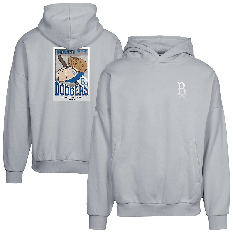 Men's Levelwear Gray Brooklyn Dodgers Contact Pro Card Pullover Hoodie