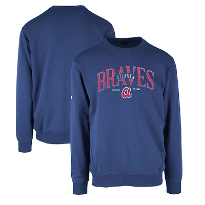 Men's Levelwear Royal Atlanta Braves Zane Cooperstown Collection Retro Spellout Pullover Sweatshirt