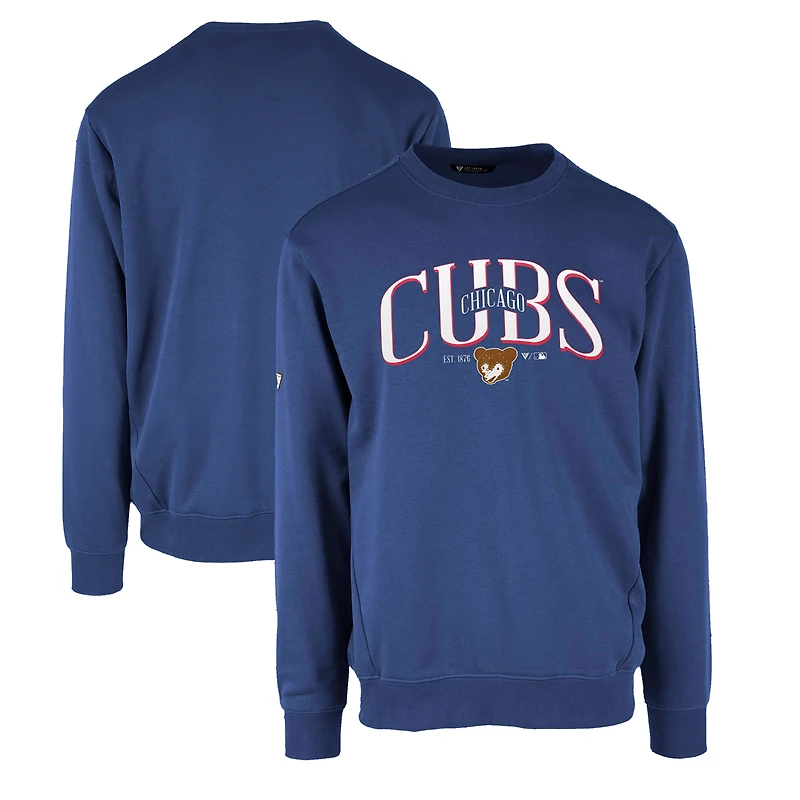 Men's Levelwear Royal Chicago Cubs Zane Cooperstown Collection Retro Spellout Pullover Sweatshirt