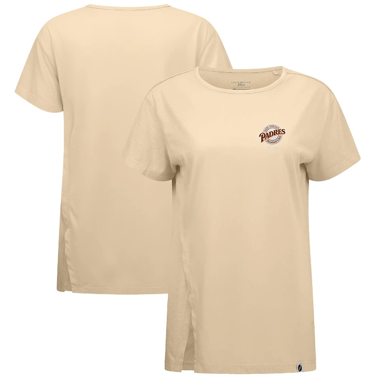 Women's Levelwear Khaki San Diego Padres Influx Cooperstown Core Logo T-Shirt