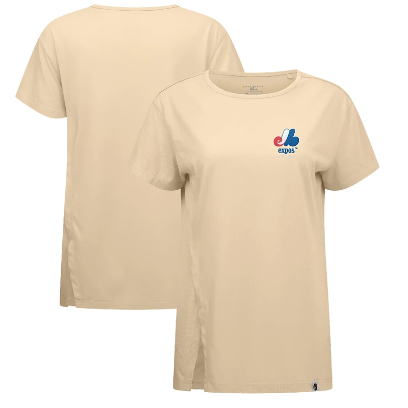 Women's Levelwear Khaki Montreal Expos Influx Cooperstown Core Logo T-Shirt