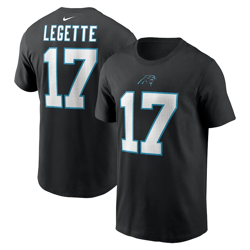 Men's Nike Xavier Legette Black Carolina Panthers  Name & Number T-Shirt