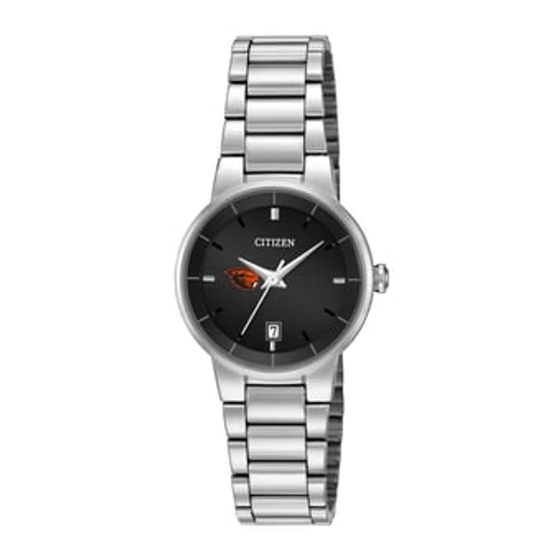 Women's Citizen Watch Silver Oregon State Beavers Black Dial Stainless Steel Watch