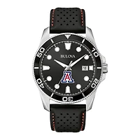 Men's Bulova Black Arizona Wildcats Corporate Collection Leather Strap Watch