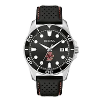 Men's Bulova Black Boston College Eagles Corporate Collection Leather Strap Watch