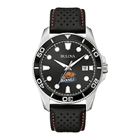 Men's Bulova Black Bucknell Bison Corporate Collection Leather Strap Watch