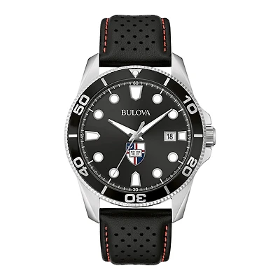 Men's Bulova Black Catholic University Cardinals Corporate Collection Leather Strap Watch