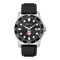 Men's Bulova Black UChicago Maroons Corporate Collection Leather Strap Watch