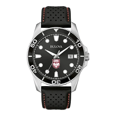 Men's Bulova Black UChicago Maroons Corporate Collection Leather Strap Watch