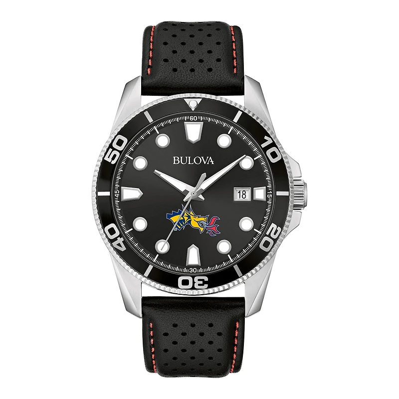 Men's Bulova Black Drexel Dragons Corporate Collection Leather Strap Watch