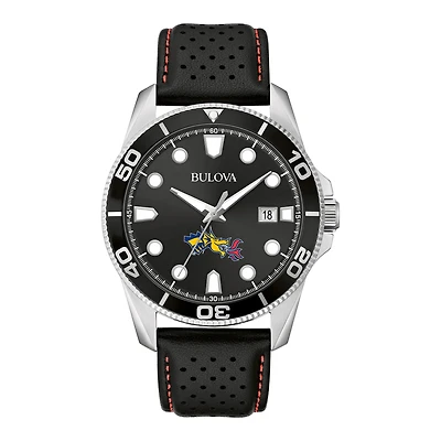 Men's Bulova Black Drexel Dragons Corporate Collection Leather Strap Watch