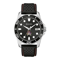 Men's Bulova Black ECU Pirates Corporate Collection Leather Strap Watch