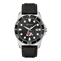 Men's Bulova Black Fresno State Bulldogs Corporate Collection Leather Strap Watch