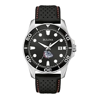 Men's Bulova Black Gonzaga Bulldogs Corporate Collection Leather Strap Watch