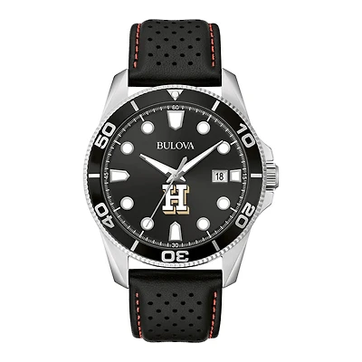 Men's Bulova Black Hamilton Continentals Corporate Collection Leather Strap Watch