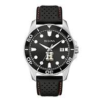 Men's Bulova Black Hamilton Continentals Corporate Collection Leather Strap Watch