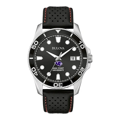 Men's Bulova Black High Point Panthers Corporate Collection Leather Strap Watch