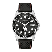 Men's Bulova Black Houston Cougars Corporate Collection Leather Strap Watch