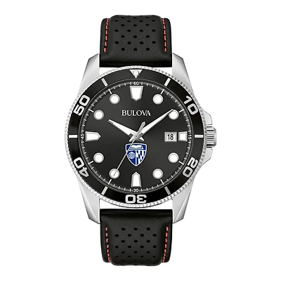Men's Bulova Black Johns Hopkins Blue Jays Corporate Collection Leather Strap Watch