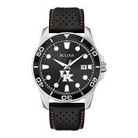 Men's Bulova Black Kentucky Wildcats Corporate Collection Leather Strap Watch