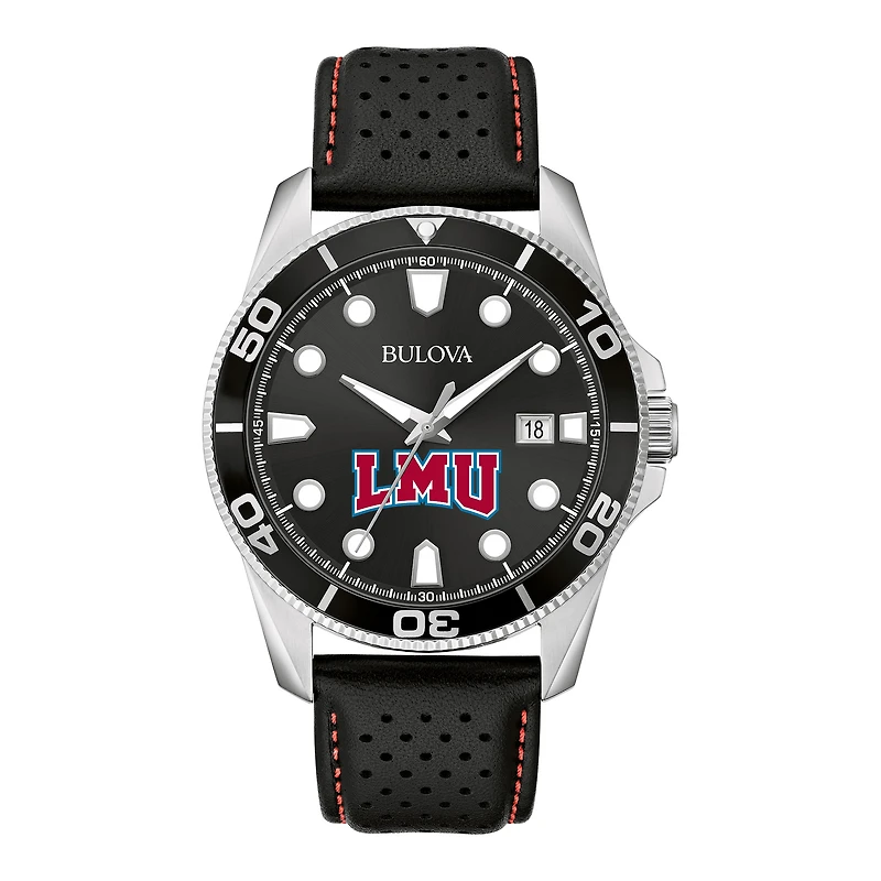 Men's Bulova Black Loyola Marymount Lions Corporate Collection Leather Strap Watch
