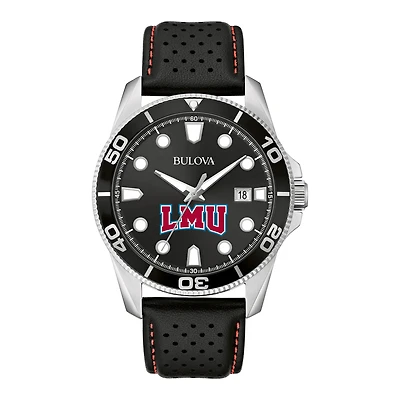 Men's Bulova Black Loyola Marymount Lions Corporate Collection Leather Strap Watch