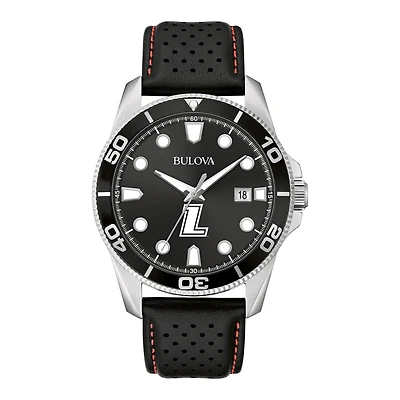 Men's Bulova Black Loyola Greyhounds Corporate Collection Leather Strap Watch