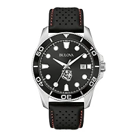 Men's Bulova Black Memphis Tigers Corporate Collection Leather Strap Watch