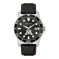 Men's Bulova Black Minnesota Golden Gophers Corporate Collection Leather Strap Watch