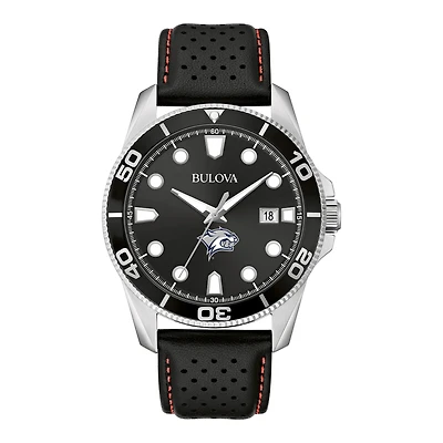 Men's Bulova Black New Hampshire Wildcats Corporate Collection Leather Strap Watch