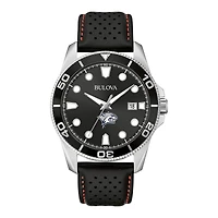 Men's Bulova Black New Hampshire Wildcats Corporate Collection Leather Strap Watch