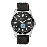Men's Bulova Black North Carolina Tar Heels Corporate Collection Leather Strap Watch