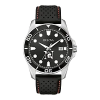 Men's Bulova Black Northeastern Huskies Corporate Collection Leather Strap Watch