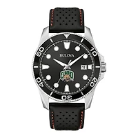 Men's Bulova Black Ohio Bobcats Corporate Collection Leather Strap Watch
