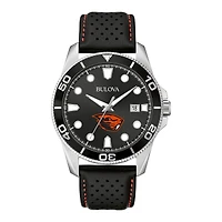 Men's Bulova Black Oregon State Beavers Corporate Collection Leather Strap Watch