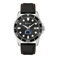 Men's Bulova Black Penn State Nittany Lions Corporate Collection Leather Strap Watch