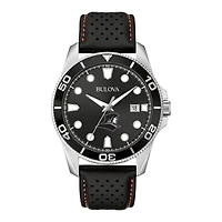 Men's Bulova Black Providence Friars Corporate Collection Leather Strap Watch