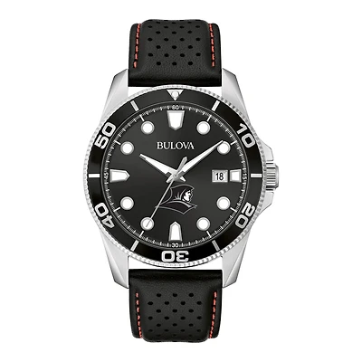 Men's Bulova Black Providence Friars Corporate Collection Leather Strap Watch
