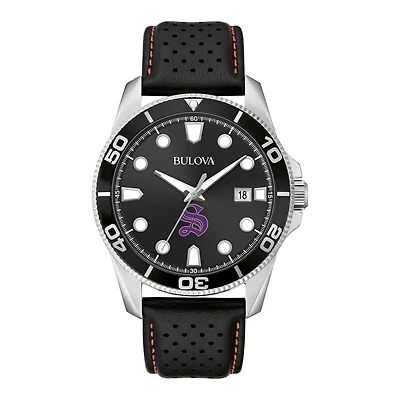 Men's Bulova Black Sewanee Tigers Corporate Collection Leather Strap Watch