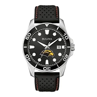 Men's Bulova Black Southern Miss Golden Eagles Corporate Collection Leather Strap Watch